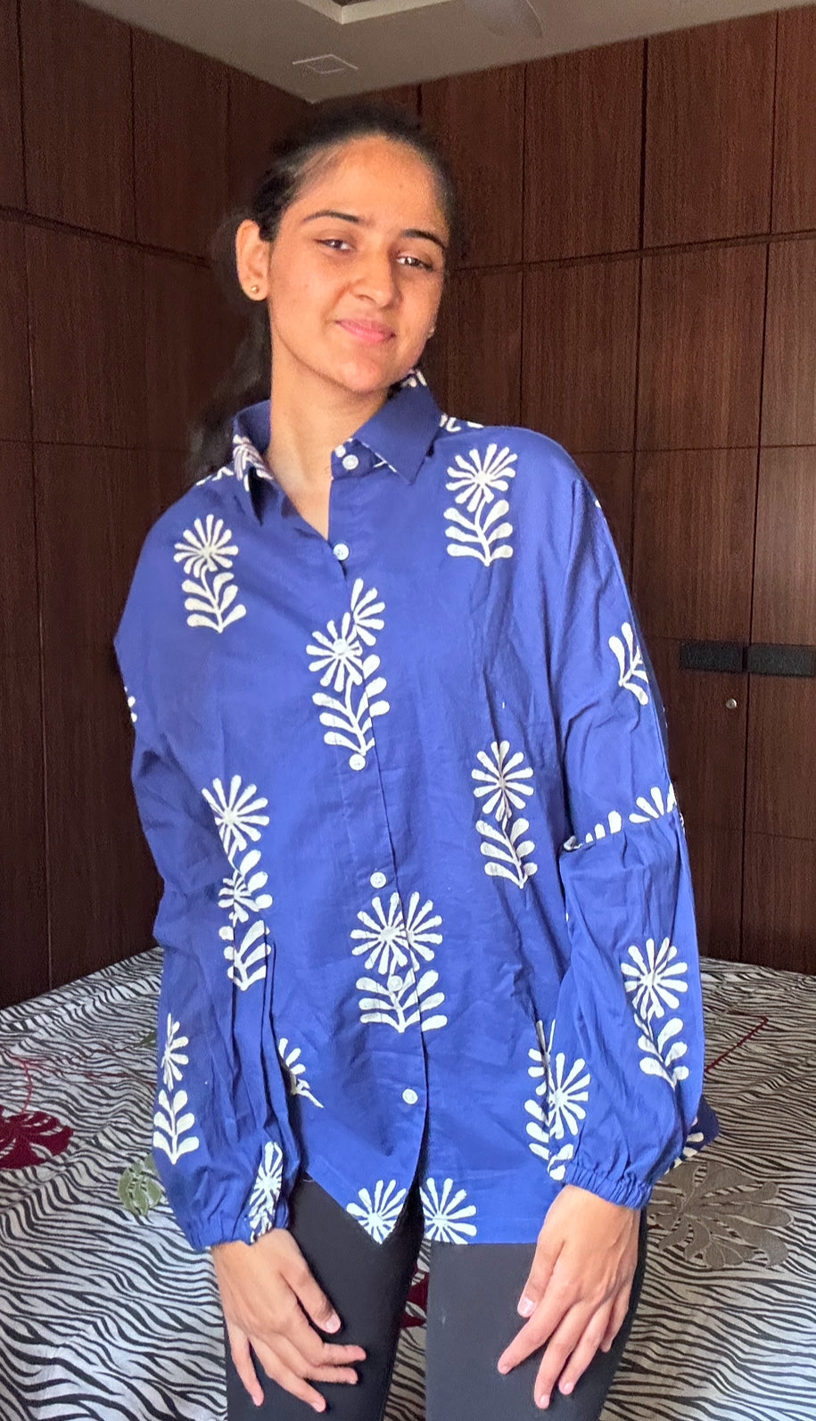 Indigo flower full sleeves shirt