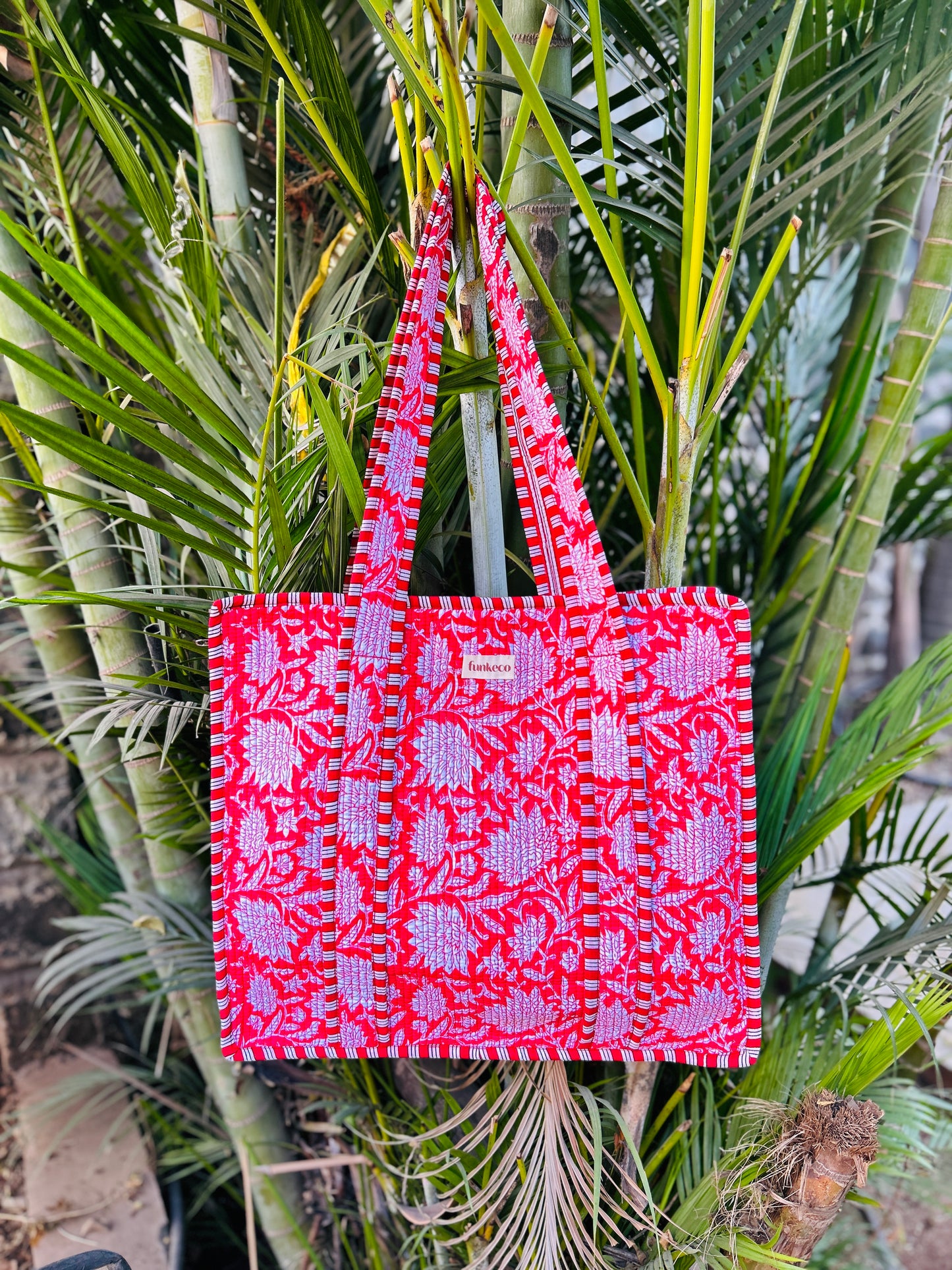 Pink flower tote bag