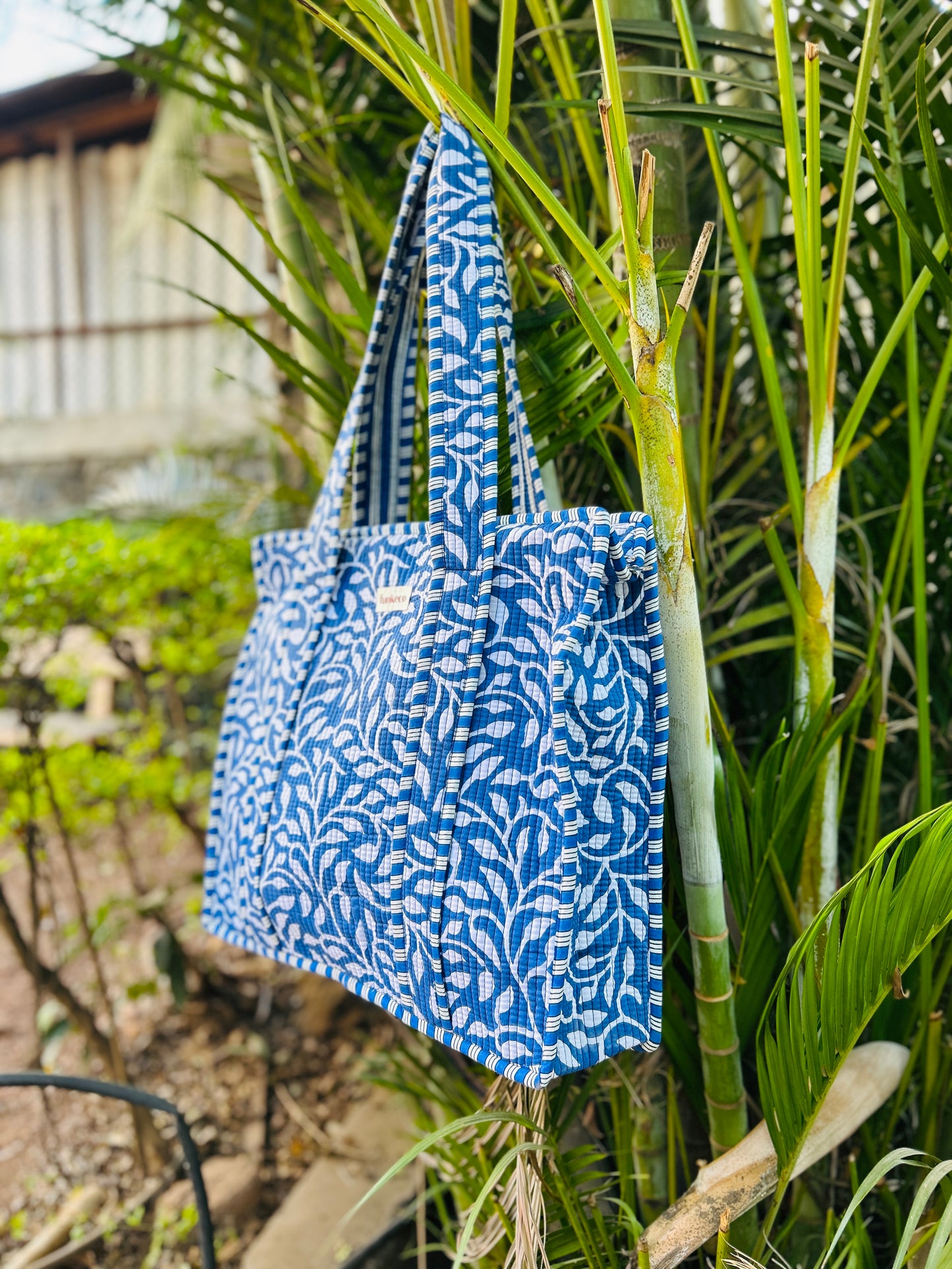 Indigo blue tote bag