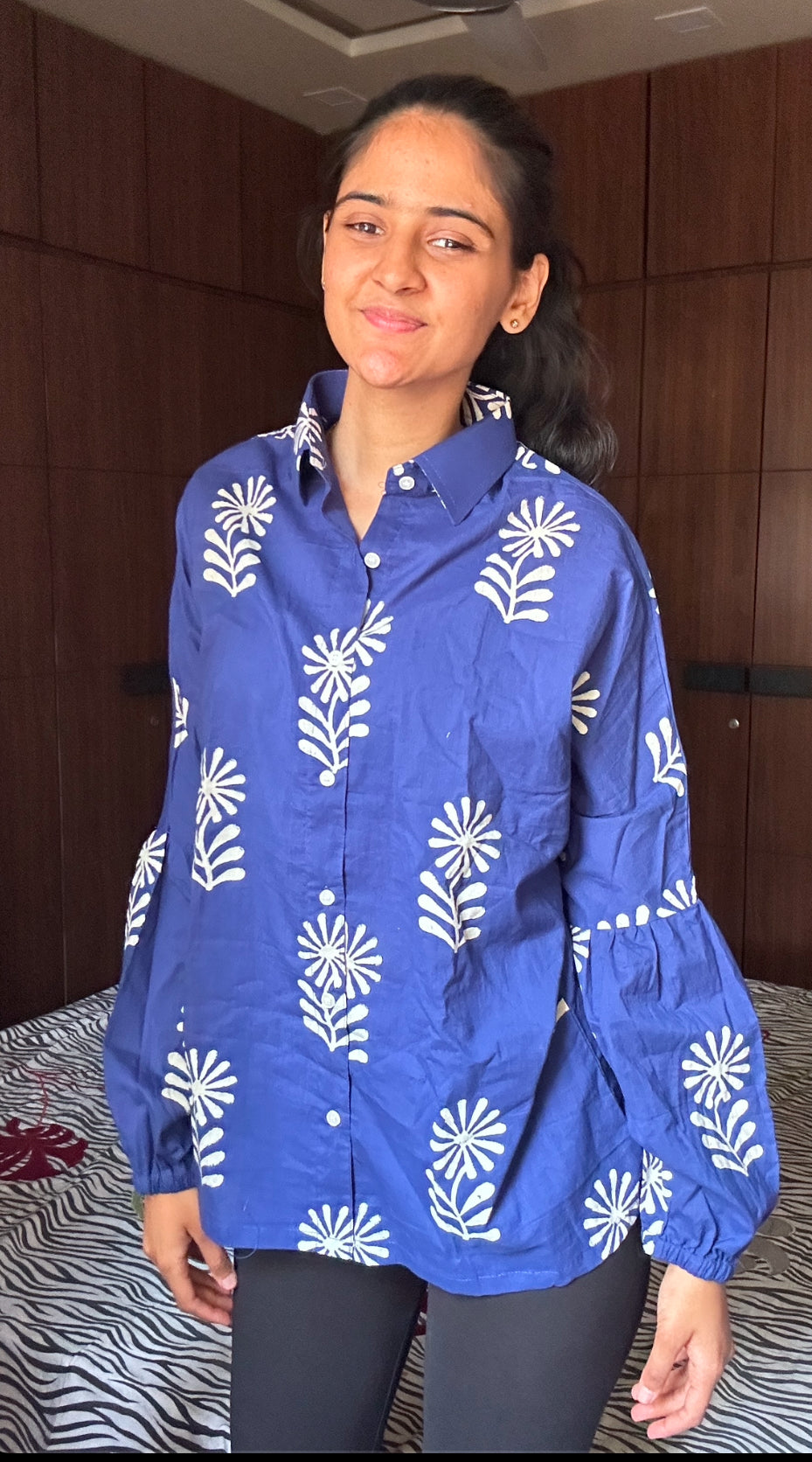 Indigo flower full sleeves shirt