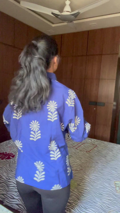 Indigo flower full sleeves shirt